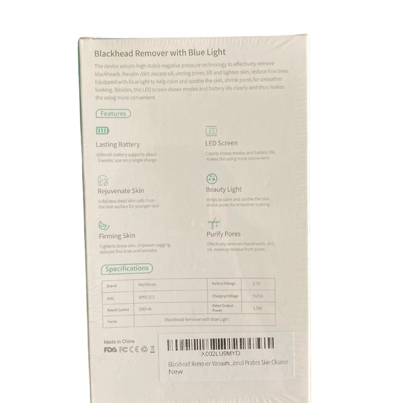 NWT BLACKHEAD REMOVER WITH BLUE LIGHT - Picture 2 of 5